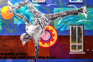 Mural at the entrance of the Hyde Park Art Center, by Rahmaan Statik